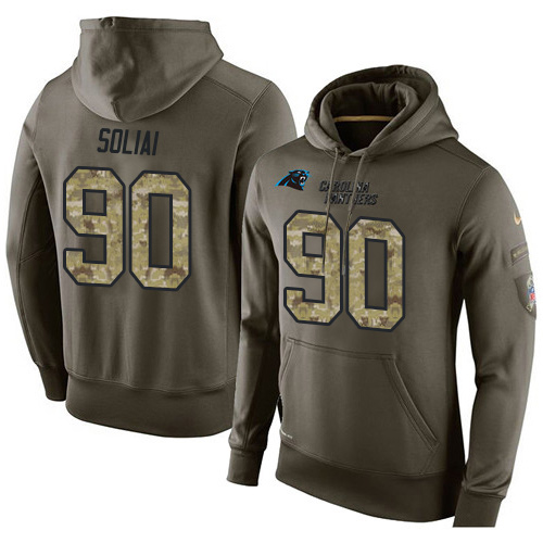 NFL Nike Carolina Panthers #90 Paul Soliai Green Salute To Service Men's Pullover Hoodie